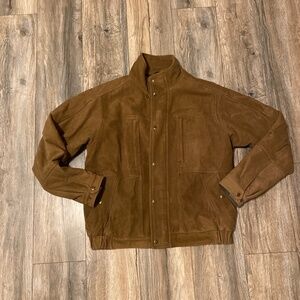 Brown flannel lined suede leather jacket medium
